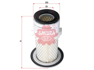 ไส้กรองอากาศ(ไส้กรอง) SAKURA, 15852-11082, AS-8801, KUBOTA (125498)