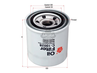 กรองน้ำมันเครื่อง(Spin-On) , SAKURA, 26300-35530, C-10028, HYUNDAI (125898)