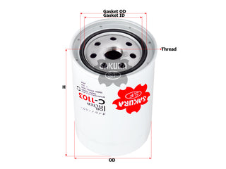 กรองน้ำมันเครื่อง(Spin-On) , SAKURA, 059115561C, C-1103, BMW (123293)