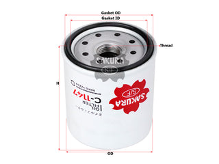 กรองน้ำมันเครื่อง(Spin-On), SAKURA, 90915-YZZJ3, C-1147, TOYOTA (123993)