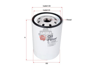 กรองน้ำมันเครื่อง(Spin-On) , SAKURA, 1-13240487-0, C-1550, ISUZU (125678)