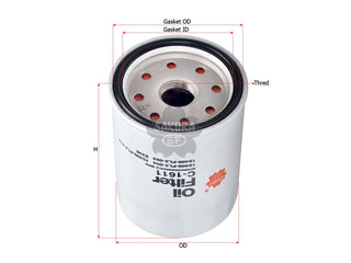 SAKURA,, Oil Filter (Spin-On), 15400-PL2-015, C-1611, HONDA