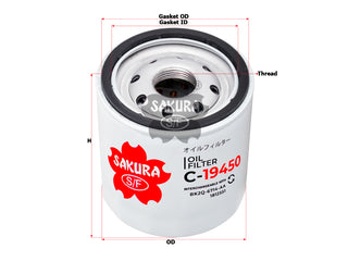 กรองน้ำมันเครื่อง(Spin-On), SAKURA, BK2Q-6714-AA, C-19450, LAND ROVER (125528)