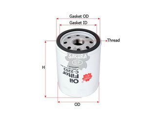 กรองน้ำมันเครื่อง(Spin-On) , SAKURA, 5984044-1, C-2203, FIAT (126800)