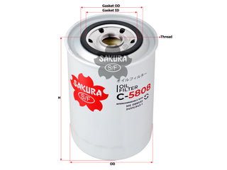 กรองน้ำมันเครื่อง(Spin-On), SAKURA, AY100-MT030, C-5808, CATERPILLAR (124933)