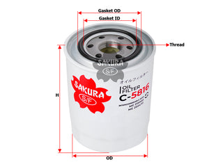 กรองน้ำมันเครื่อง(Spin-On) , SAKURA, ME797399, C-5816, MITSUBISHI (124892)