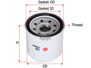 กรองน้ำมันเครื่อง(Spin-On) , SAKURA, 5GH-13440-20, C-9002, HONDA (122910)
