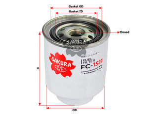 SAKURA,, Fuel Filter (Spin-On), 8-97288947-0, FC-1511, HOLDEN