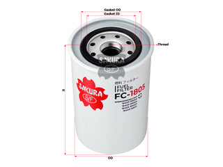 กรองน้ำมันเชื้อเพลิง(Spin-On) , SAKURA, 20801-02152, FC-1805, UD TRUCKS (123678)