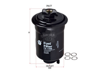 กรองน้ำมันเชื้อเพลิง (In-Line) SAKURA, 23300-79525, FS-1406, GMC (123765)