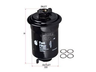 กรองน้ำมันเชื้อเพลิง(อินไลน์) SAKURA, 31910-28000, FS-2801, HYUNDAI (125983)