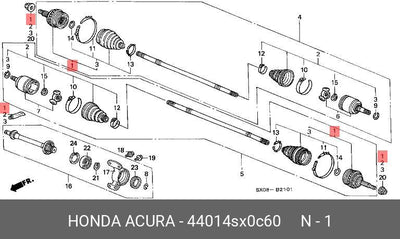 CV Joint, AWI, 44305-S0A-J61/44306-S0A-J61, HO-33A50, (110876) -Win Store