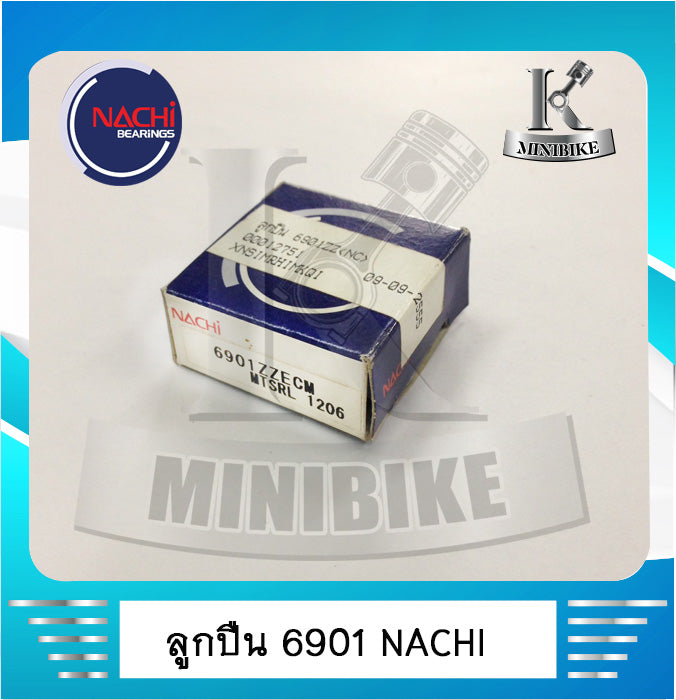 Ball Bearing 6901, Japanese Standard, Made in Japan, Size 12X24X6, Single Row Deep Groove Ball Bearing, Nachi.