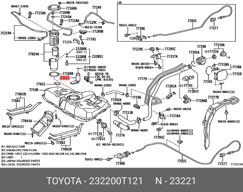 ปั๊มเชื้อเพลิงในถัง ความเร็ว X 23220-28090, XF-3826 (121980)
