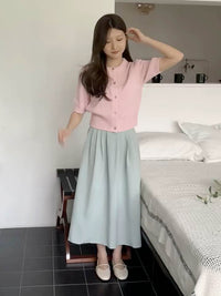 KYB COTTON CANDY SHORT CARDIGAN 3COLOR PINK SKYBLUE NAVY Shock Absorber
