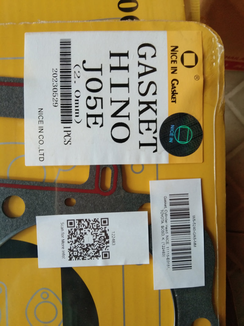 Gasket, Cylinder Head, NICE, 11115-E0151, TOYOTA, JO5E, SO5C, SO5D, S (122481)