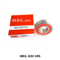 MBG, Deep Groove Ball Bearing, China, 6203, 2RS