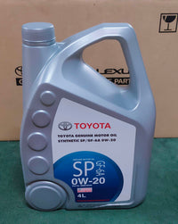 Toyota Genuine Motor Oil 0W-20 Eco Synthetic — Gasoline Engine (4 Litres)