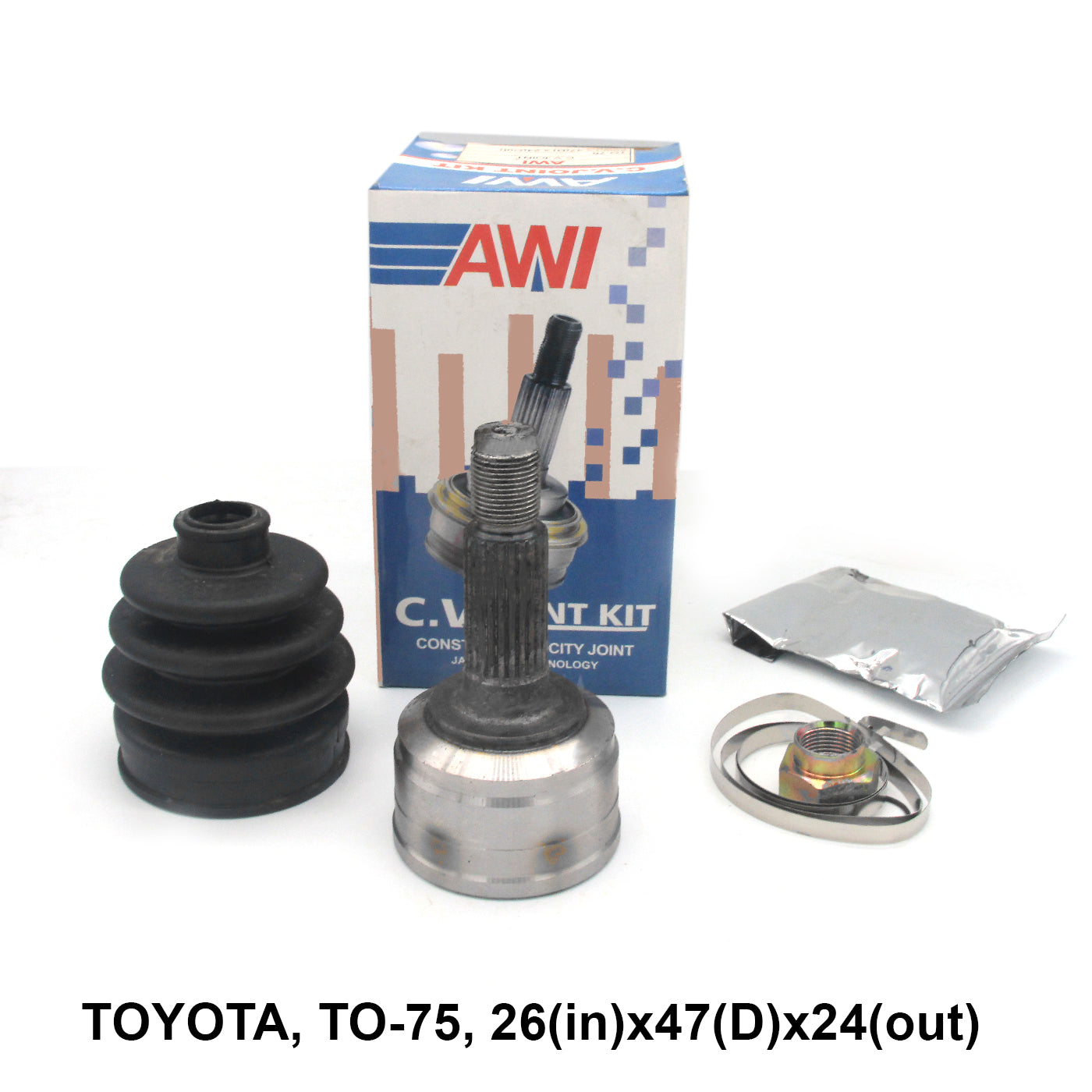 CV Joint, AWI, 43410-B1010, TO-75, 26(in)x47(D)x24(out) (007603)