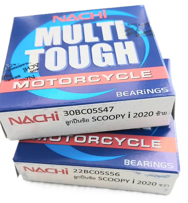 (Price Per Set) Side Bearings, Left-Right, Scoopy I, Model 2020, Nachi Brand -30Bc05S47-Left, 22Bc05S56-Right