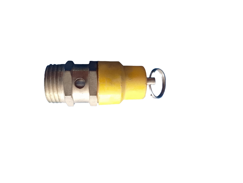 Safety Valve Air Compressor Pressure Relief Valve၊ WPR၊ 1/2 Inch PT Male၊ 04 (20mm x 20mm)၊ အရှည် 50.8mm၊ အဝါရောင် ဦးထုပ် (111526)