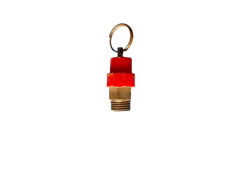 WPR, Safety Valve Air Compressor Pressure Relief Valve, 1/4 Inch PT Male - 02 (12mm x 13mm), 33mm Length, Red Hat