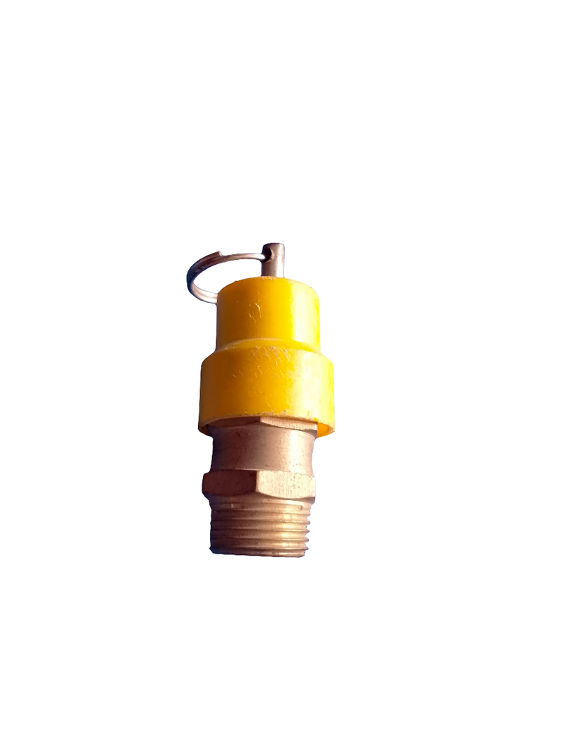 WPR, Safety Valve Air Compressor Pressure Relief Valve, 3/8 Inch PT Male - 03 (14mm x 18mm), 43mm Length, Yellow Hat