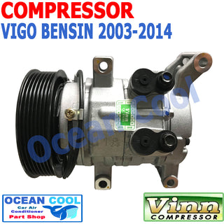 Compressor for Toyota Hilux Vigo, Year 2003 to 2014, 10S11C Com0042, Gasoline Engine, Genuine Nachi Bearing, Car Air Conditioner, Air Conditioner Compressor.
