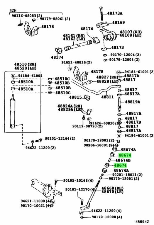 ยางสตรัทบาร์ RBI ชุดตัวล่าง LH 48674-26021, T2367Z (001972)
