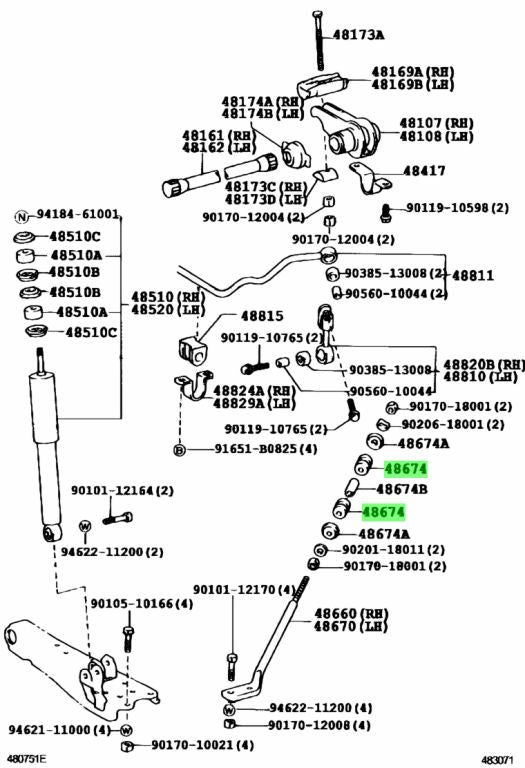 ยางสตรัทบาร์ RBI ชุดตัวล่าง LH 48674-26021, T2367Z (001972)