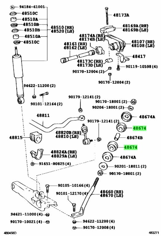 ยางสตรัทบาร์ RBI ชุดตัวล่าง LH 48674-26021, T2367Z (001972)