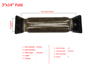 WPR Exhaust Pipe 3"x14" Inner Braid 3-Layer Compact