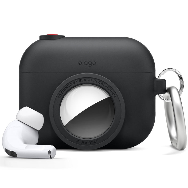 elago SnapShot case Compatible with AP Pro, ATag- Cute Protective Silicone Case with Keychain, Classic Camera Design, Shockproof Design - Tracking Device Not Include