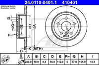 Rotor Disc, ATE, 34 21 6 799 367, 24.0110-0401.1, BMW (078015)