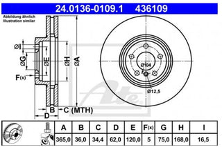 Rotor Disc, ATE, 34 11 6 771 982, 24.0136-0109.1, BMW (075393)