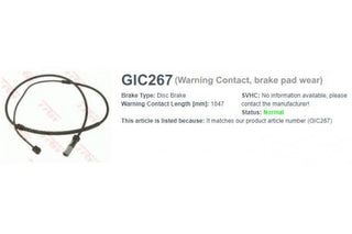 Wire-Sensor, TRW, 34 35 6 792 571, GIC267, BENTLEY (074233)