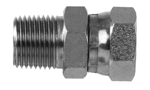 ข้อต่อไฮดรอลิก 1404-04-08 - 1/4" NPTF ตัวผู้ x 1/2" NPSM แกนหมุน (010692)