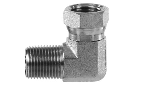 1501-20-16 - 90 ข้องอ 1-1/4" NPTF ตัวผู้ x 1" NPSM ข้อต่อไฮดรอลิกแบบหมุนได้ (080225)