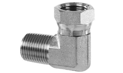 1501L-08-08 | ข้องอ 90 ตัวผู้ NPTF 1/2" x 1/2" NPSM ข้อต่อไฮดรอลิกแบบหมุนได้ ยาว (เหล็ก) (080234)