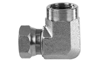 1502-12-16 - 90 ข้องอ 3/4" NPTF ตัวเมีย x 1" NPSM ข้อต่อไฮดรอลิกแบบหมุนได้ (080248)