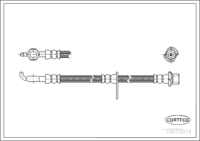 Brake Hose, CORTECO, OEM 9094702C48, Article number 1 9 0 3 3 0 7 4, TOYOTA (Front Axle Left, Length: 590mm)