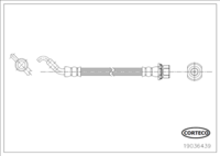 Brake Hose, CORTECO, OEM 90947W2016, Article number 1 9 0 3 6 4 3 9, TOYOTA (109882) - Rear Axle Brake Hose for TOYOTA (109882)