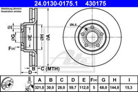 Rotor Disc, ATE, 4F0 615 301 E, 24.0130-0175.1, AUDI (067739)