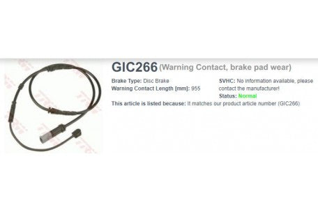 Wire-Sensor, TRW, 34 35 6 790 303, GIC266, BMW (072131)