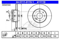 Rotor Disc, ATE, 0060811879, 24.0111-0119.1, ALFA ROMEO (062470)