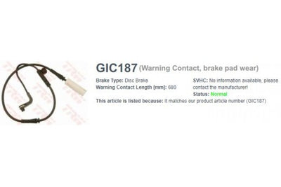 Wire-Sensor, TRW, 34 11 6 783 542_WS, GIC187, BMW (077613)