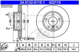 Rotor Disc, ATE, 34 11 6 855 153, 24.0122-0115.1, BMW (078606)
