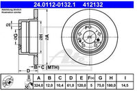 Rotor Disc, ATE, 34211157953, 24.0112-0132.1, BMW (074447)