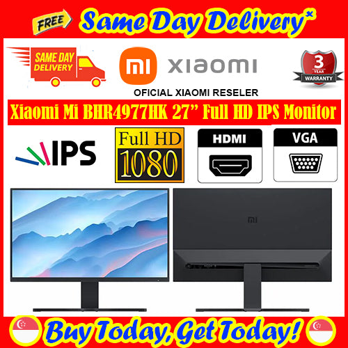 [Free Same Day Delivery*] Xiaomi BHR4977HK 27Inch Full HD IPS Monitor with HDMI and VGA (* Order Before 2pm on working day, will deliver on the same day, order after 2pm, will deliver next working day.)