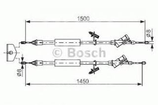 Hand Brake Cable, BOSCH, 1 223 536, 1987429123, FORD  (021127)